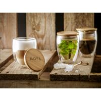Dubbelwandig drinkglas met bamboe deksel 350ml - Yana Gifts