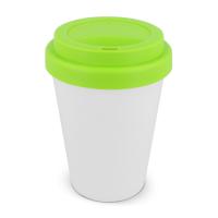 Koffiebeker wit met gekleurd deksel 250ml - Yana Gifts